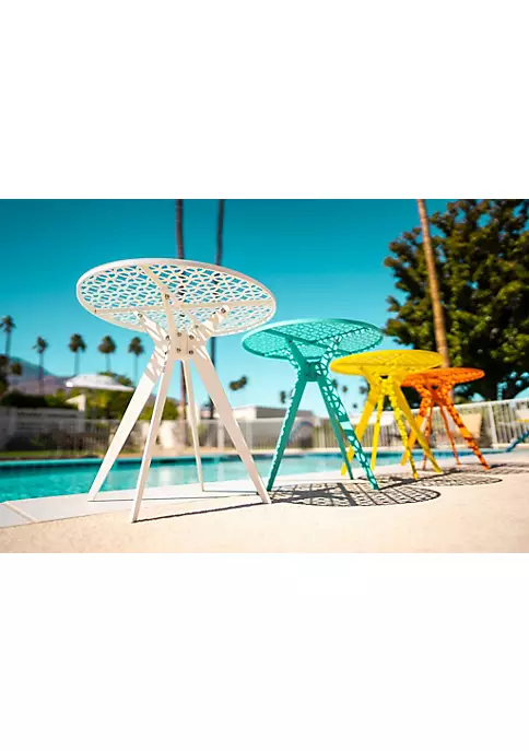 Hide+seek SUPPLY CO Breeze Block 19" Metal Round Patio Table-Turquoise 5 Hide+seek SUPPLY CO Breeze Block 19" Metal Round Patio Table-Turquoise - Image 3