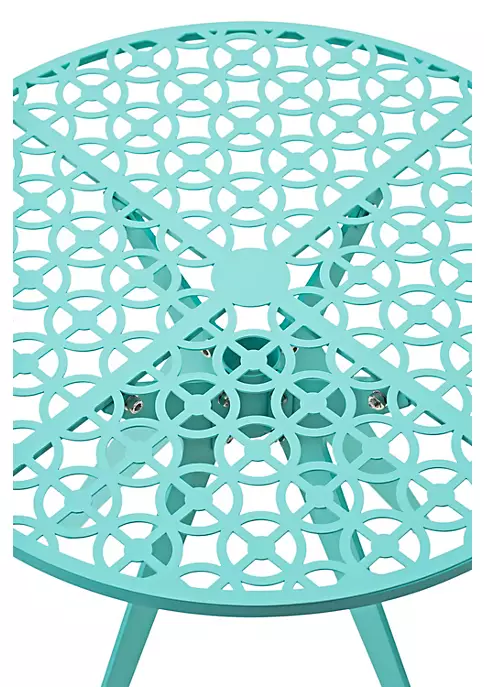 Hide+seek SUPPLY CO Breeze Block 19" Metal Round Patio Table-Turquoise 6 Hide+seek SUPPLY CO Breeze Block 19" Metal Round Patio Table-Turquoise - Image 4