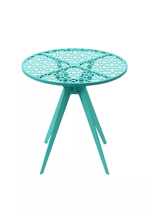 Hide+seek SUPPLY CO Breeze Block 19" Metal Round Patio Table-Turquoise 7 Hide+seek SUPPLY CO Breeze Block 19" Metal Round Patio Table-Turquoise - Image 5