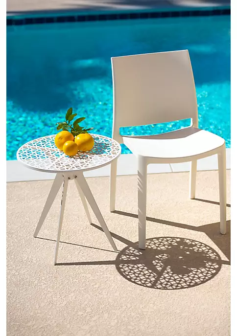 Hide+seek SUPPLY CO Breeze Block 19" Metal Round Patio Table-White 8 Hide+seek SUPPLY CO Breeze Block 19" Metal Round Patio Table-White - Image 6