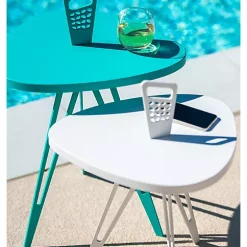 Hide+seek SUPPLY CO Nelson Mod Shaped Metal Side Table (Shorter)-White -As U Wish Sales Belk 1058