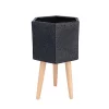 Hide+seek SUPPLY CO Paul Ceramic Planter w/beech wood legs-textured black -As U Wish Sales Belk 1077