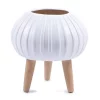 Hide+seek SUPPLY CO Bloom Ceramic Planter w/beech wood legs-textured cream -As U Wish Sales Belk 1110