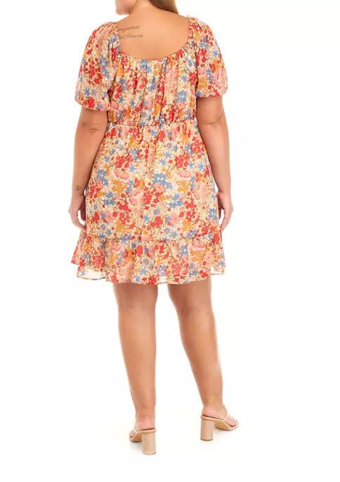 As U Wish Juniors' Floral Babydoll Dress 4 As U Wish Juniors' Floral Babydoll Dress - Image 2