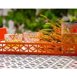 Hide+seek SUPPLY CO Breeze Block Metal Serving Tray Rectangular-Orange