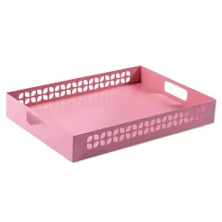 Hide+seek SUPPLY CO Breeze Block Metal Serving Tray Rectangular-Pink -As U Wish Sales Belk 1141