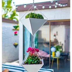 Hide+seek SUPPLY CO Cascade Metal Planter-set of 2-glossy white -As U Wish Sales Belk 1152