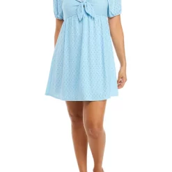 As U Wish Juniors' Puff Sleeve Eyelet Dress