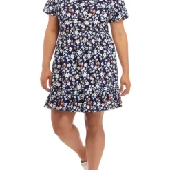 As U Wish Plus Size Short Sleeve Floral Babydoll Dress
