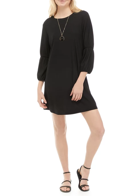 As U Wish Juniors' Bubble Sleeve Dress with Necklace 7 As U Wish Juniors' Bubble Sleeve Dress with Necklace - Image 5