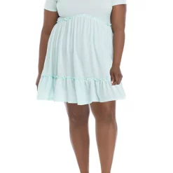As U Wish Plus Size Short Sleeve Ruffle Knit Dress