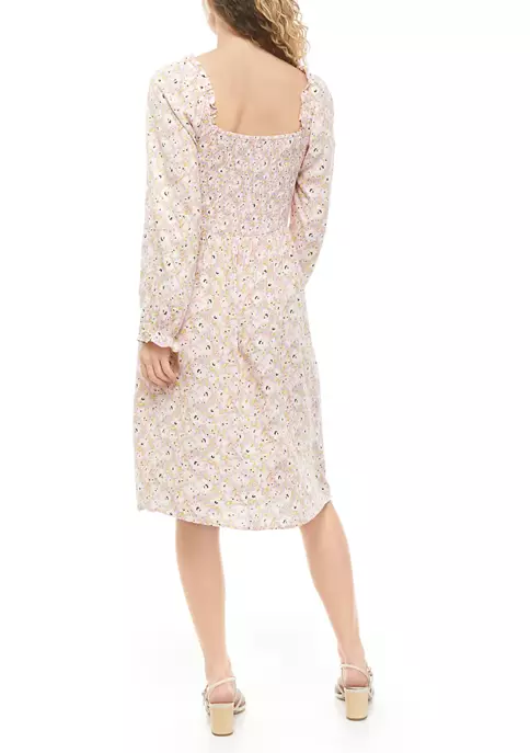 As U Wish Juniors' Floral Gathered Shoulder Dress 4 As U Wish Juniors' Floral Gathered Shoulder Dress - Image 2