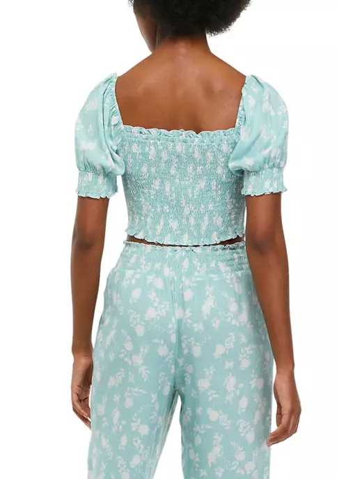 As U Wish Juniors' Short Puff Sleeve Square Neck Top 4 As U Wish Juniors' Short Puff Sleeve Square Neck Top - Image 2