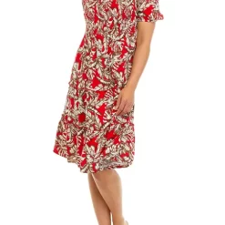 As U Wish Juniors' Puff Sleeve Tropical Print Midi Dress