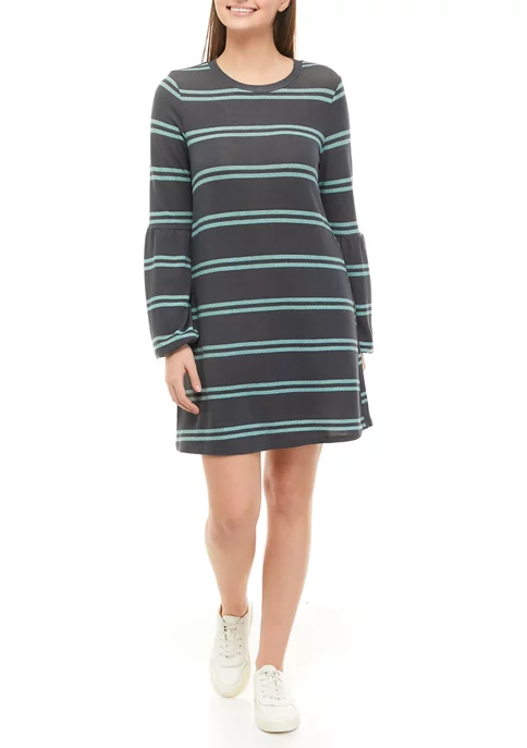 As U Wish Juniors' Long Lantern Sleeve Hacci Swing Dress 6 As U Wish Juniors' Long Lantern Sleeve Hacci Swing Dress - Image 4