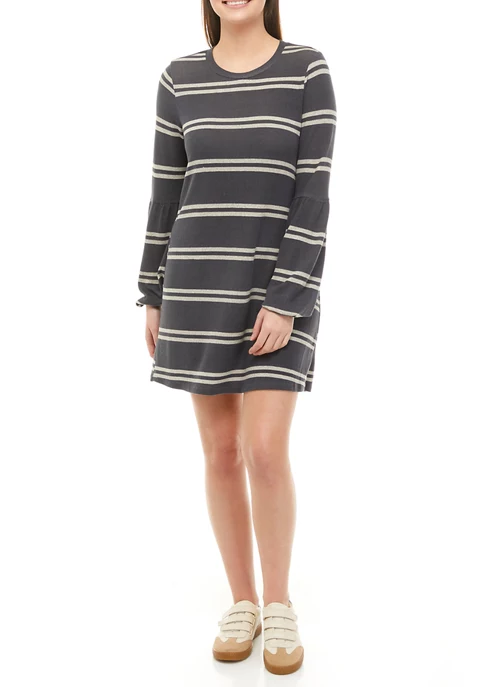 As U Wish Juniors' Long Lantern Sleeve Hacci Swing Dress 7 As U Wish Juniors' Long Lantern Sleeve Hacci Swing Dress - Image 5