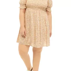 As U Wish Plus Size Short Puff Sleeve Dress