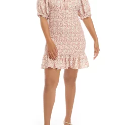 As U Wish Juniors' Puff Sleeve Floral Smocked Dress -As U Wish Sales Belk 267