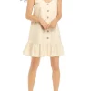 As U Wish Junior's Spaghetti Drop Waist Button Linen Dress -As U Wish Sales Belk 274