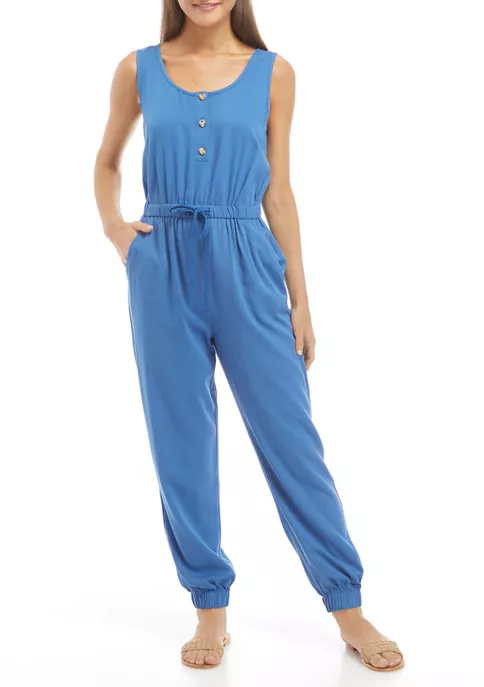 As U Wish Junior's Button Front Tank Jumpsuit 6 As U Wish Junior's Button Front Tank Jumpsuit - Image 4