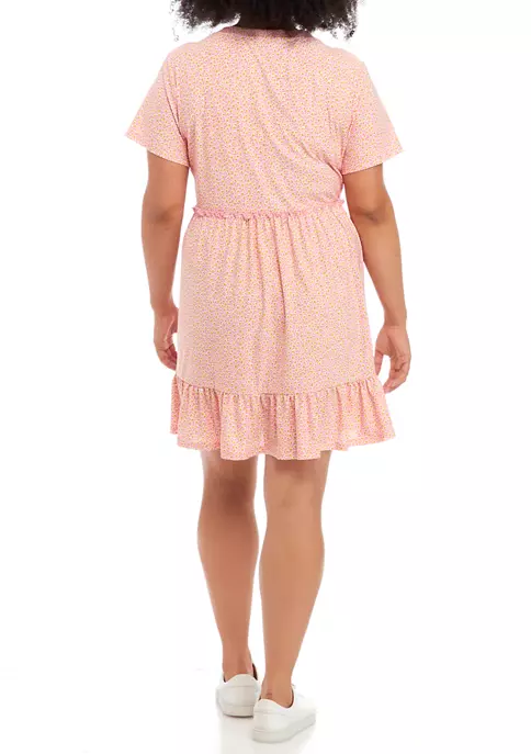 As U Wish Plus Size Short Sleeve Floral Babydoll Dress 4 As U Wish Plus Size Short Sleeve Floral Babydoll Dress - Image 2