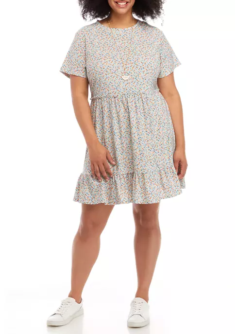 As U Wish Plus Size Short Sleeve Floral Babydoll Dress 6 As U Wish Plus Size Short Sleeve Floral Babydoll Dress - Image 4