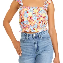 As U Wish Juniors' Sleeveless Ruffle Smocked Match Top