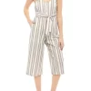 As U Wish Junior's Tie Waist Stripe Linen Jumpsuit