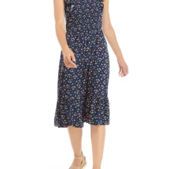 As U Wish Junior's Flutter Sleeve Floral Smocked Midi Dress