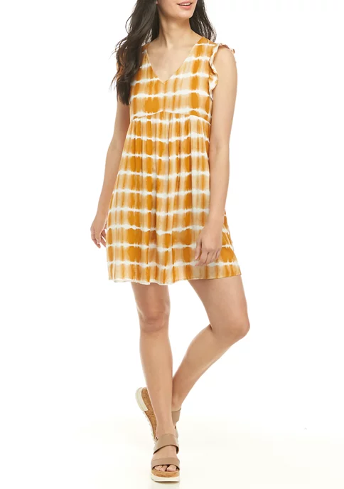 As U Wish Junior's Flutter Sleeve Tie Dye Stripe V-Neck Dress 6 As U Wish Junior's Flutter Sleeve Tie Dye Stripe V-Neck Dress - Image 4