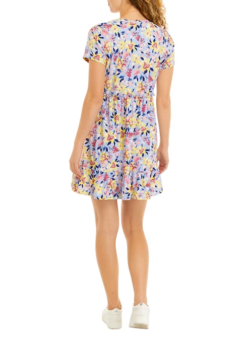 As U Wish Juniors' Floral Babydoll Dress 4 As U Wish Juniors' Floral Babydoll Dress - Image 2