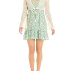 As U Wish Juniors' Long Sleeve Tie Front 2Fer Dress