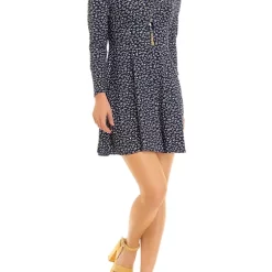 As U Wish Juniors' Long Sleeve V-Neck Tie Back Swing Dress