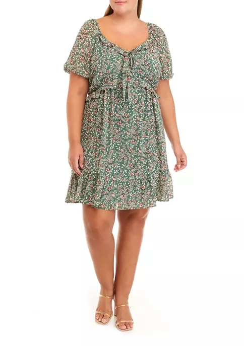 As U Wish Plus Size Short Sleeve Tie Front Dress 3 As U Wish Plus Size Short Sleeve Tie Front Dress