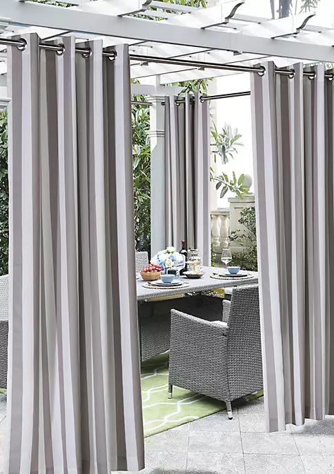 Commonwealth Home Fashions Coastal Stripe Grommet Top Outdoor Panel 3 Commonwealth Home Fashions Coastal Stripe Grommet Top Outdoor Panel
