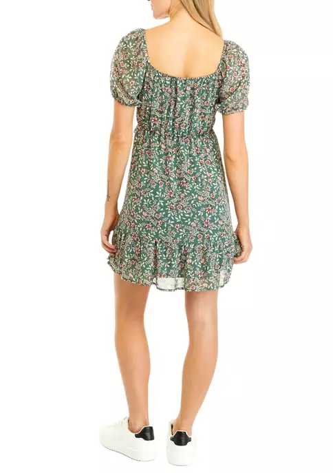 As U Wish Juniors' Short Sleeve Tie Front Dress 4 As U Wish Juniors' Short Sleeve Tie Front Dress - Image 2