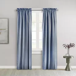 Commonwealth Home Fashions Commonwealth ThermaLogic Ticking Stripe 2-Piece Panel With 2" Header 3" Rod Pocket �" Side and �" Bottom Hem - 80x54" - Navy
