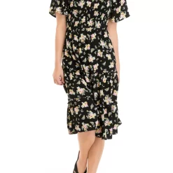 As U Wish Juniors' Short Flutter Sleeve Smocked Midi Dress