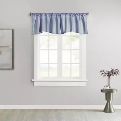 Commonwealth Home Fashions Commonwealth ThermaLogic Ticking Stripe Scalloped Valance With 3" Rod Pocket �" Side and �" Bottom Hem - 60x18" - Burgundy