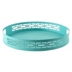Hide+seek SUPPLY CO Breeze Block Metal Serving Tray Round-Turquoise -As U Wish Sales Belk 870