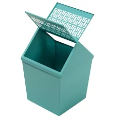 Hide+seek SUPPLY CO Breeze Block Swing Lid Metal WasteBin-Turquoise -As U Wish Sales Belk 875