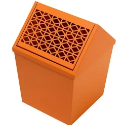 Hide+seek SUPPLY CO Breeze Block Swing Lid Metal WasteBin-Orange