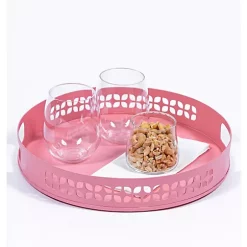 Hide+seek SUPPLY CO Breeze Block Metal Serving Tray Round-Pink